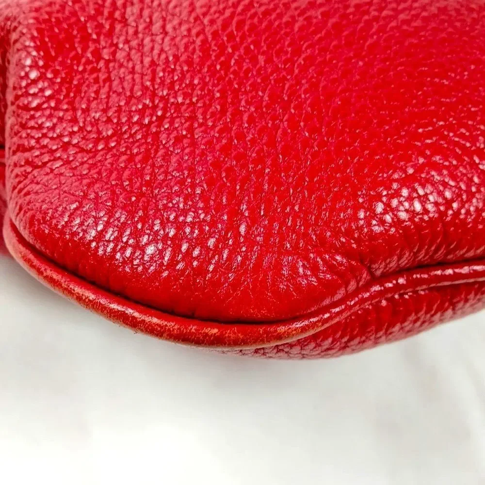 Authentic Jimmy Choo Red Leather Ryad Bucket Shoulder Bag